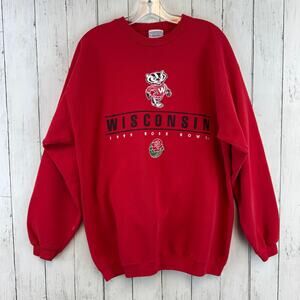 VTG Santee Red Heavyweight 1999 Rose Bowl Wisconsin Badgers Sweatshirt Large